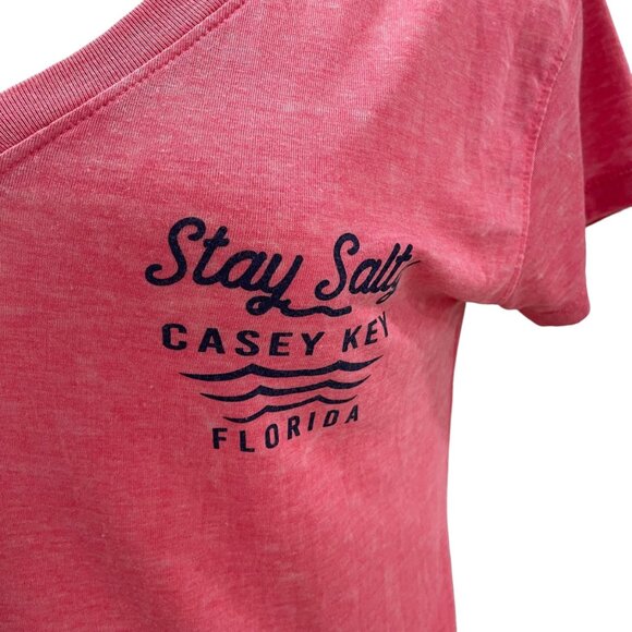 Day Break Women's Coral T-Shirt "Stay Salty" Casey Key Florida Small Beachwear - Picture 4 of 9